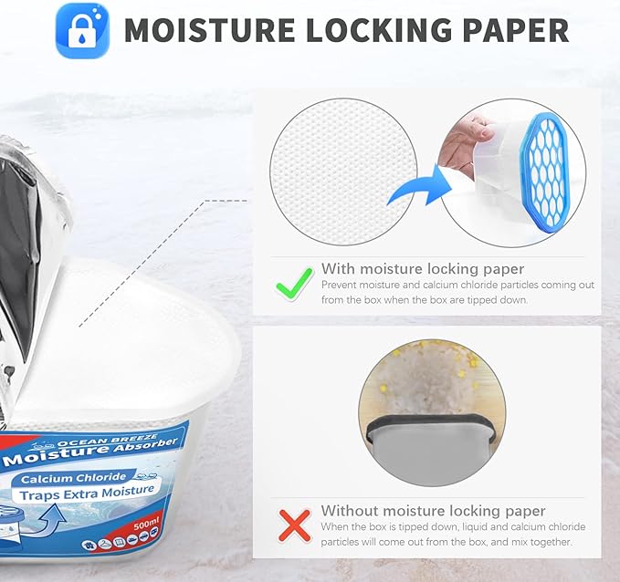 Vacplus Moisture Absorbers 10.5 Oz Humidity Absorber Boxes Attracts Extra Moisture from Your Bathroom Closet Kitchen &amp Study Dehumidifier Odor Eliminator for Closet (Ocean Scent) 12 Packs