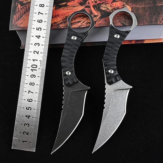 Ccanku C1152 Fixed Blade Knife D2 Blade G10 Handle EDC Tool Knife for Outdoor Camping Hiking(Silver)