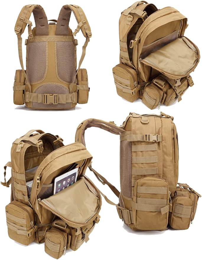 Tactical Backpack MOLLE Rucksacks Detachable Assault Pack Bug Out Bag