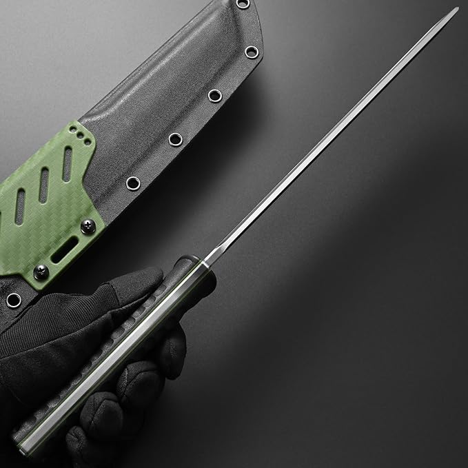 Gtkii GTK6 Fixed Blade Knife AUS-10 Steel Blade Full Tang Nylon Fiberglass Handle EDC Fixed Knifes for Outdoor Camping Adventure(Silver)