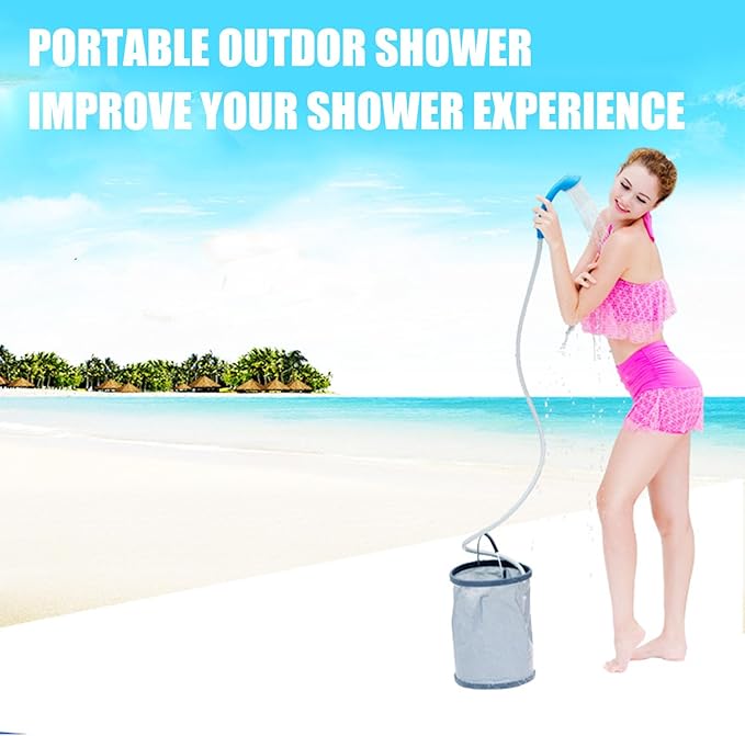 Z/bluePortable Outdoor ShowerHandheld Shower HeadSmall and LightEasy to CarrySimple to UseSuitable for Outdoor Camping ShowerPet WashingCleaning Basket