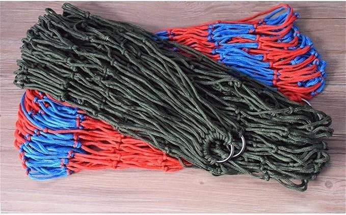 Portable Hammock Portable Nylon Rope Hammock Portable Garden Outdoor Camping Travel Mesh Hammock Swing Sleeping Bed for Backpacking Beach (Color : Green)