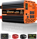 4000W Pure Sine Wave Inverter 12V DC to 110V/120V AC Heavy Duty Power Inverter for Home Backup Off-Grid Solar RV Truck with 4 AC Outlets Dual LCD Display Remote Control Hardwire Port