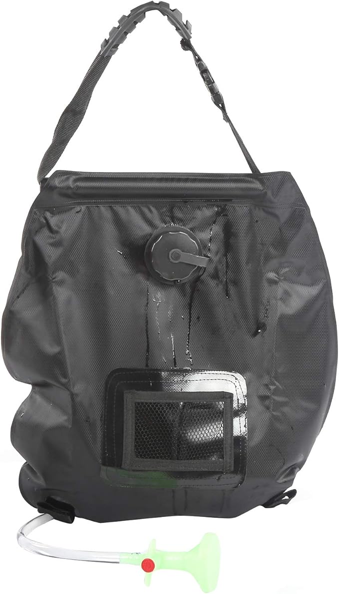 Outdoor 20L Solar Power Shower Bag Portable Sun Heated Bath Bag with Shower Head Large Capacity PVC Camping Shower for Hiking Boating and Backpacking