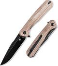 KANSEPT Qilin Pocket Knife 3.24'' Blackwash 154CM Sharp Blade Brown Micarta Handle for Edc Flipper and Liner Lock with Double-Sided Clip Men Camping Survival Folding Knives T1047A3