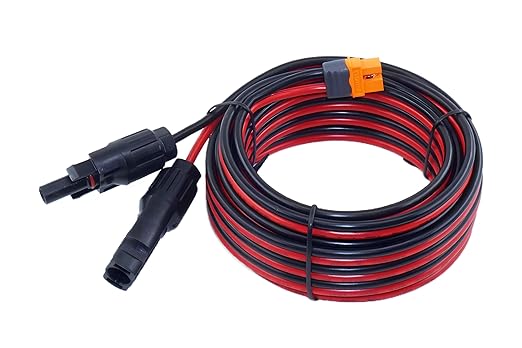 Solar to XT60i Extension Cable 25FT 12AWG Solar Charge Cable Solar Panel Connector to XT60i Adapter Compatible for EcoFlow River Delta Anker SOLIX Power Station