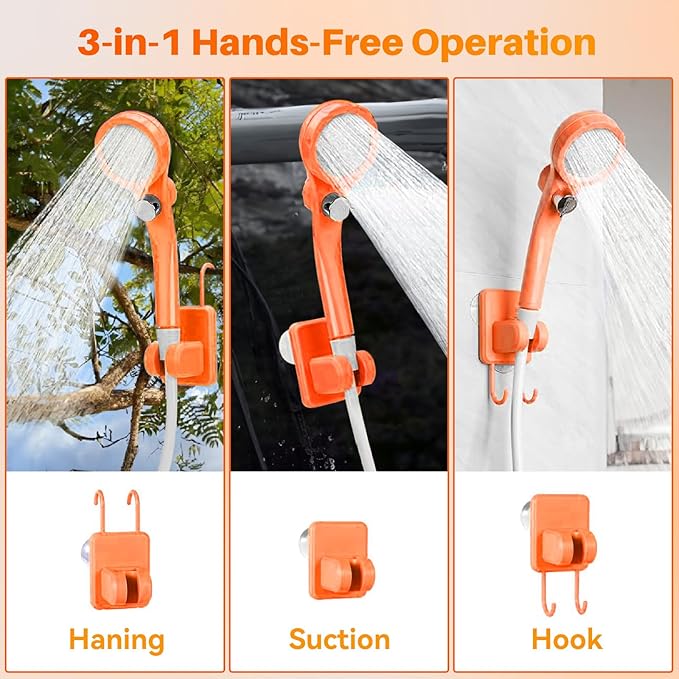 Portable Camping Shower with Heater 6000mAh Rechargeable Portable Shower with 2000W Immersion Heater LED Display Heated Camping Shower for Travel Hiking Car Pet