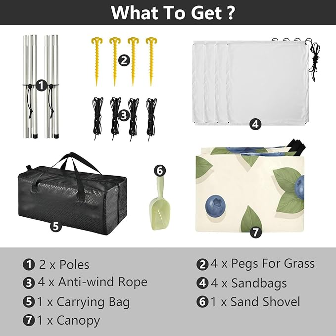 xigua Bluecherry Beach Tent Sun Shelter with Carrying Bag - Silver Coated Oxford Fabric Beach Canopy for Beach Camping Fishing - Includes Windproof Ropes Sandbags &amp Stakes