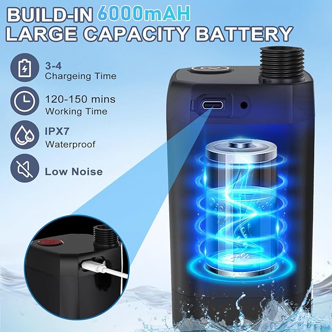 Portable Camping Shower Kit 6000mAh Rechargeable Outdoor Shower Kit with Intelligent LED Display for Camping Hiking RV Traveling Beach