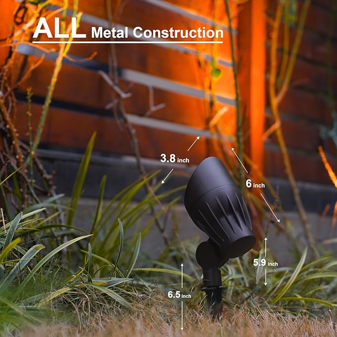 GOODSMANN Low Voltage Landscape Flood Lights 5W LED 1PK Outdoor Spotlight 2700K Warm White Replaceable LED Bulb Outside Hardwired Lighting with Metal Stake Cable Connector Replaceable