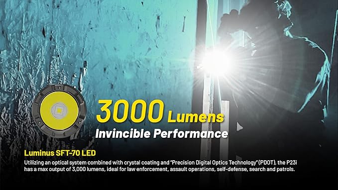 Nitecore P23i Tactical Flashlight 3000 Lumen USB-C Rechargeable Long Throw Super Bright with Lumentac Organizer