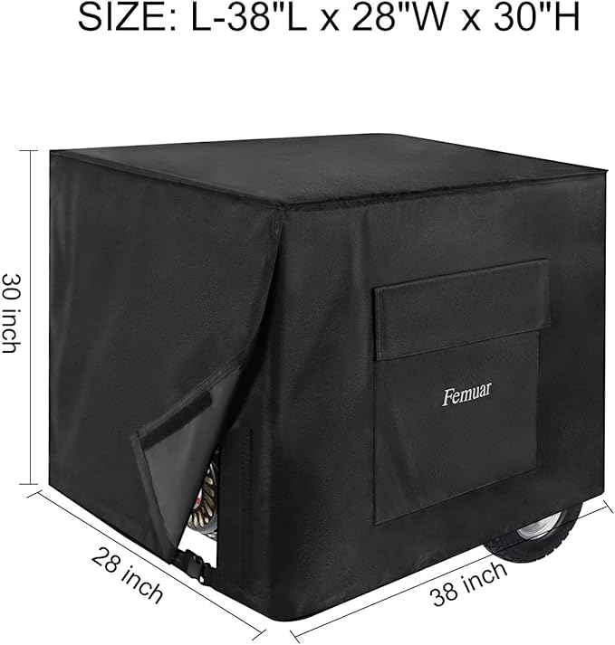 Outdoor Generator Covers Waterproof Heavy Duty 600D Oxford Portable Generator Cover Universal for 5500-15000 Watt Portable Generators 38x28x30 in