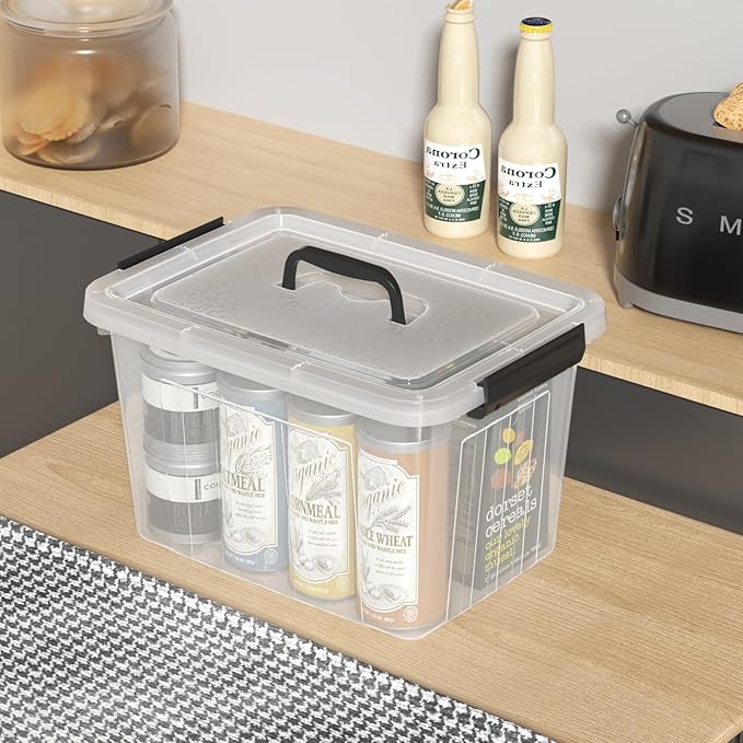 18 Quart Clear Storage Bin with Lid 4-Pack Plastic Storage Latch Box with Handles