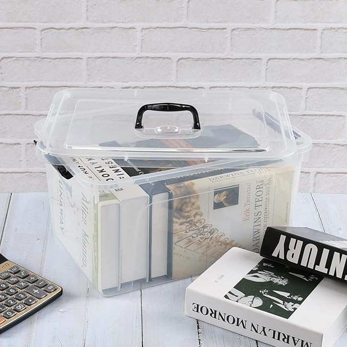 Pack of 4 Latch Storage Box 17.5 L Clear Container Box with Handle