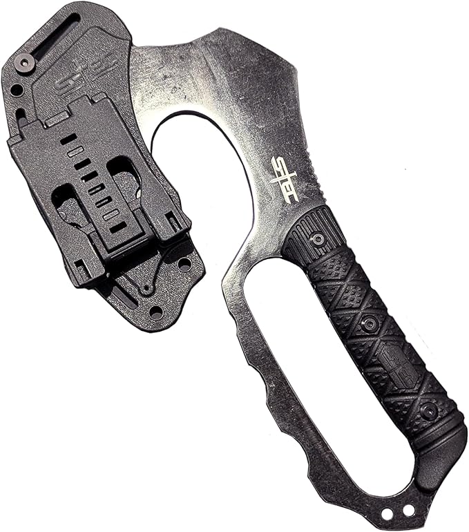 NLX 10.5” Black Stonewash Fixed Blade Machete Axe. Full Tang Hatchet. Outdoor Stainless Steel Tools with ABS Sheath. Durable Gear for Camping Hiking Bushcraft EDC Use