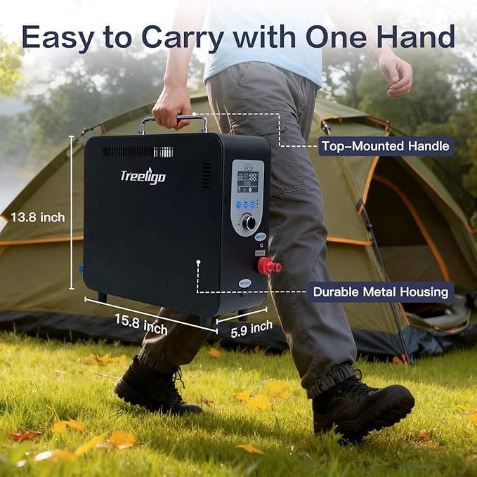 Treeligo 40900BTU Portable Propane Water Heater for CampingInstant Hot Water Heaters with Minimalist Style &amp 4500mAh Battery for Outdoor Showering and Cleaning on RV Trips Hiking Fishing