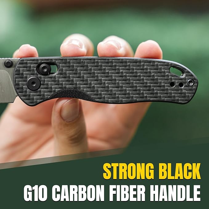 Kizer Drop Bear EDC Pocket Knife 2.97” Nitro-V Steel Blade G10 Carbon Fiber Handle Folding Knife with Thumb Stud Opener Lightweight Clutch Lock Camping Hunting Knife for Men Women Gift V3619A3