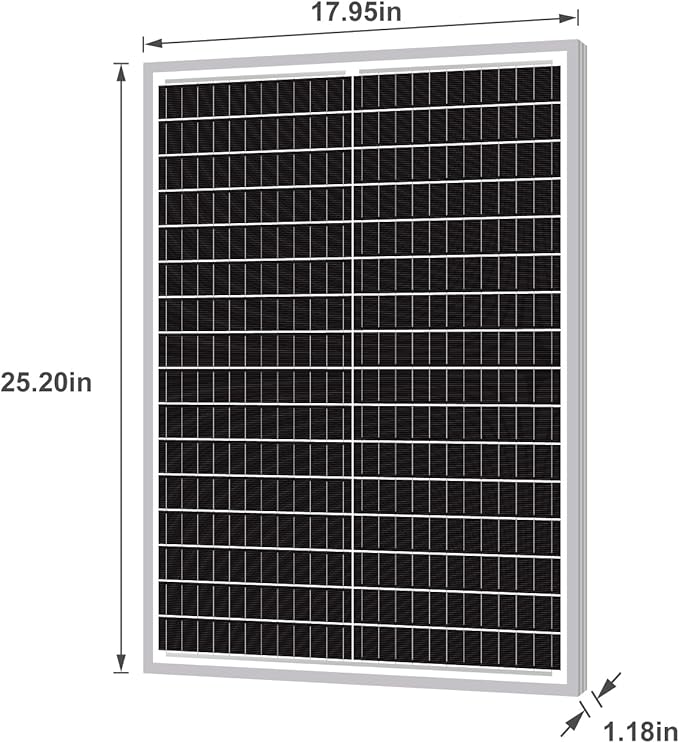 Newpowa 50W Mono Solar Panel 50 Watt Monocrystalline Module with 3ft Connectors for RVs Boats Home Off-Grid Systems