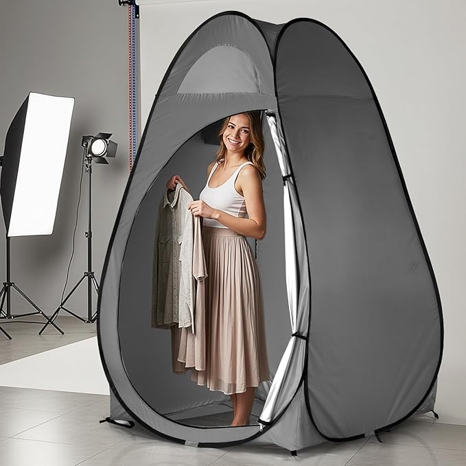 Pop Up Pod - Privacy Shower Tent with Carry Bag Dressing Room Instant Portable Toilet Stall for Camping Beach or Tailgate (Grey)