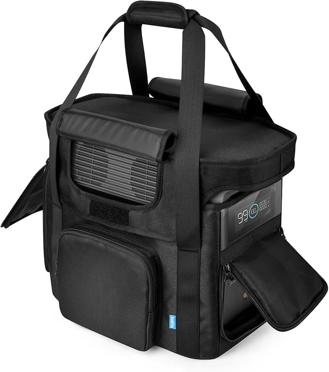 Xxerciz Travel Bag Compatible with ECOFLOW DELTA 2 Portable Power Station Heavy Duty Power Storage Case with Shoulder Strap Handle Generator Cover with Side Zippers Carrying Bag for Camping RV