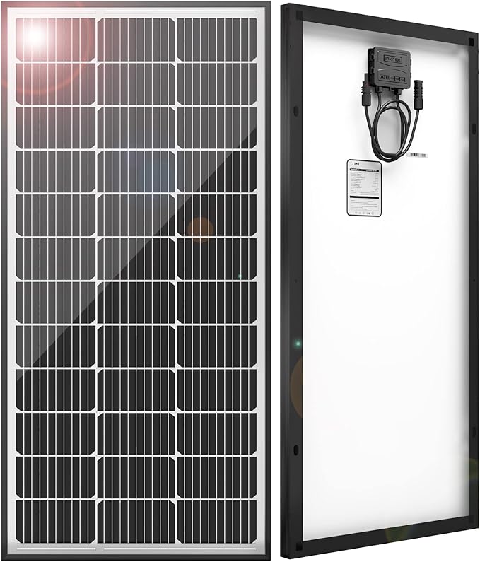 JJN 100 Watt Solar Panels 10BB Monocrystalline 12V 100W Solar Panel 23% High Efficiency PV Module Power Charger for RV Home Farm Boat Caravan and Off-Grid Applications