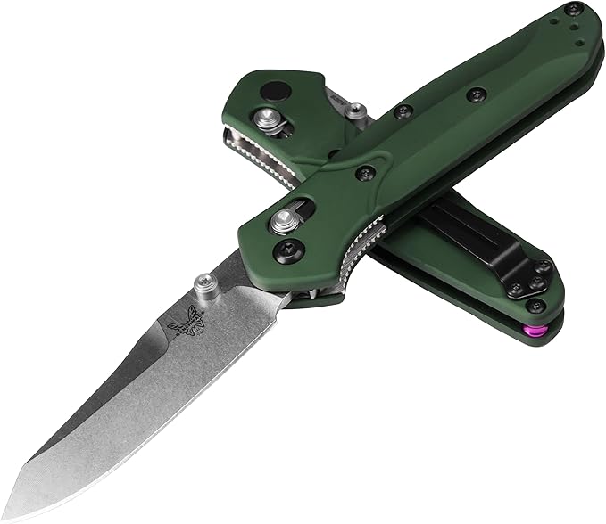 Benchmade - Mini Osborne Every Day Outdoor Folding Knife Reverse Tanto Blade with Green Aluminum Handle (945)