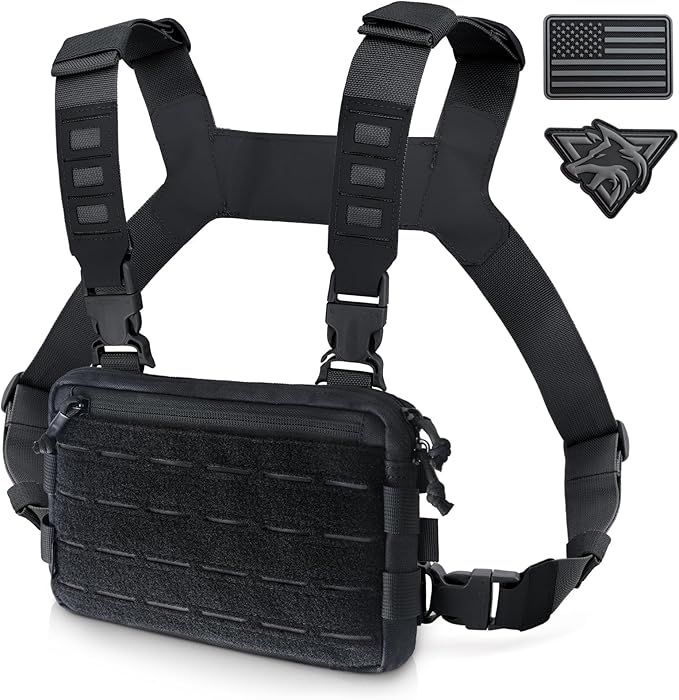 WYNEX Tactical Chest Rig Pack for Men Running Chest Bag with Front Loop Recon Chest Rigs for Hunting Outdoor EDC
