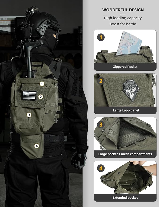 IDOGEAR Tactical Zip-on Panel Pouch Military Backpack Vest Accessory Bag for CPC AVS JPC2.0