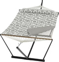 Heavy Duty 2 Person Double Hammock with Portable Adjustable Steel Stand Outdoor Hammock with Pillow for Patio Garden Beach Backyard Camping