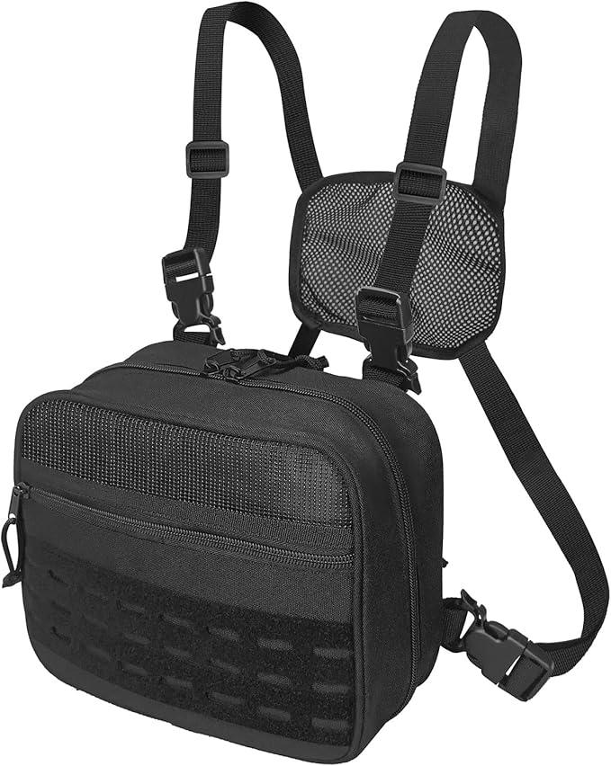 SMONT Buy Army Green Wash Bag and Black Tactical Chest Pack Combo