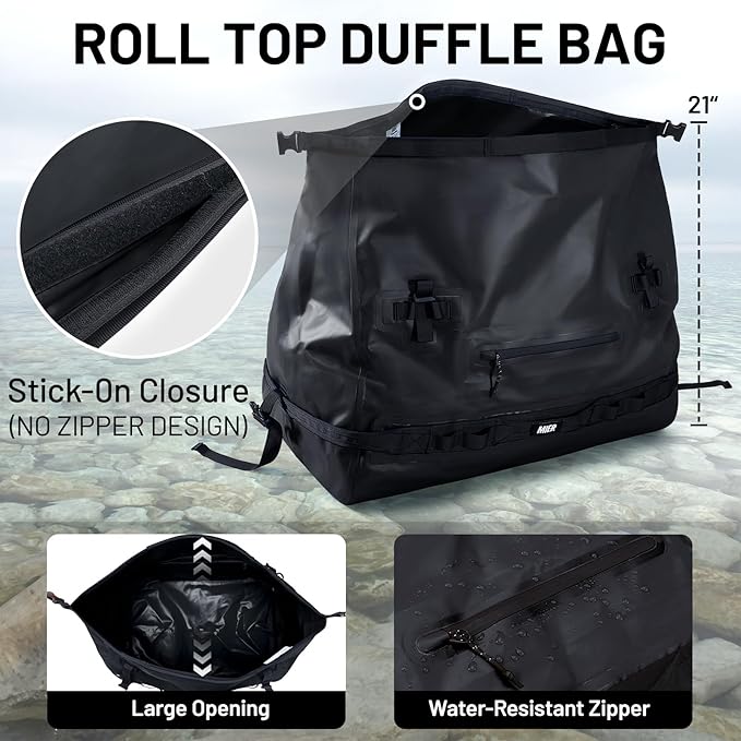 MIER Waterproof Duffel Bag Motorcycle Dry Bag Backpack Large Roll-Top Heavy Duty Dry Duffle Bags for Kayaking Camping Boating Gym Beach Cruise Ship 60L/80L