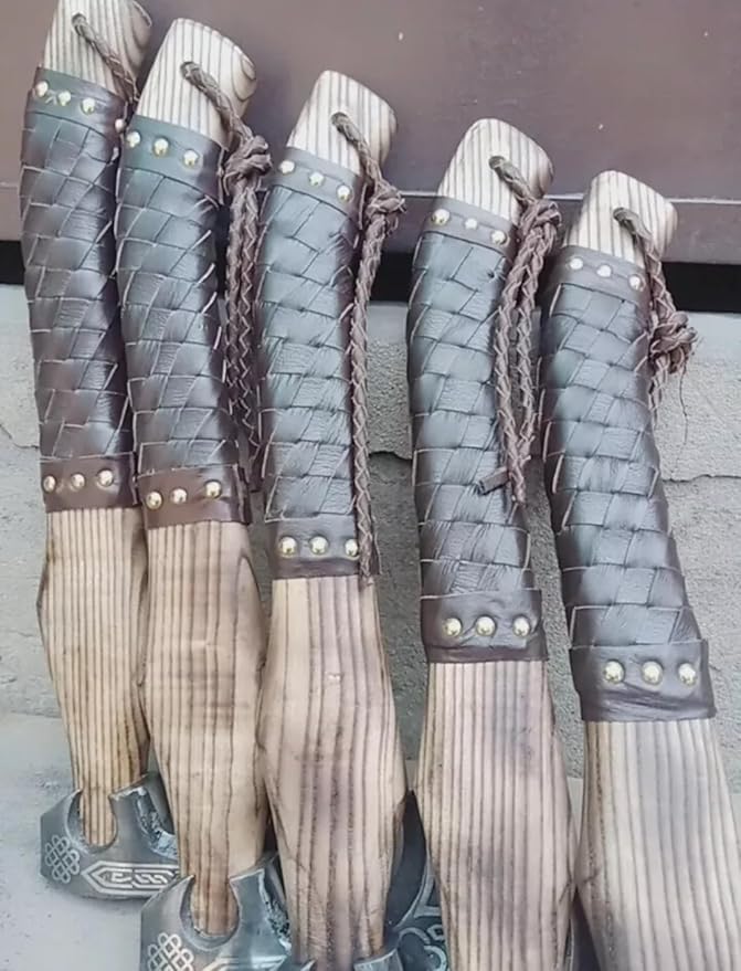 Generic Set of 5 Hunting Axe Handmade Carbon Steel Viking Axe with Leather Sheath Hatchet Custom Bearded Axe Battle Ready Axe by Empire Industry Gray