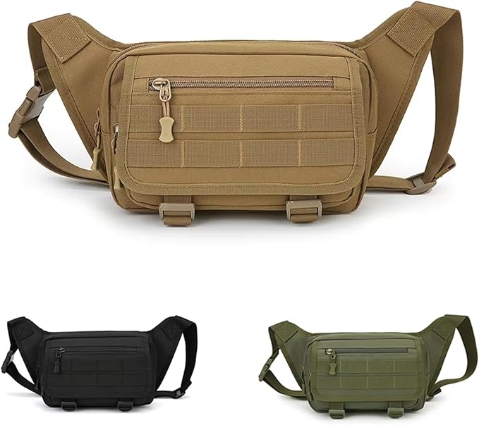 Tactical Fanny Pack Nylon Waist Bag Large Capacity Waterproof Molle Chest Rig Crossbody Shoulder Bag for Hiking Cycling