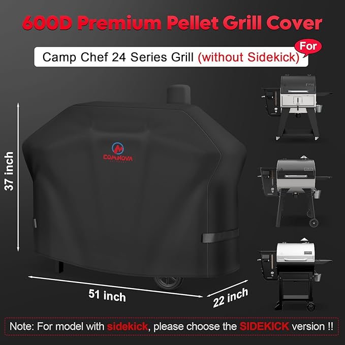 Comnova Pellet Grill Cover for Camp Chef 24 Series - 600D Premium Smoker Cover Waterproof &amp Heavy Duty for Camp Chef Woodwind 24 Woodwind Pro 24 PG24 PG24WWSB SmokePro SG24 DLX 24 and More