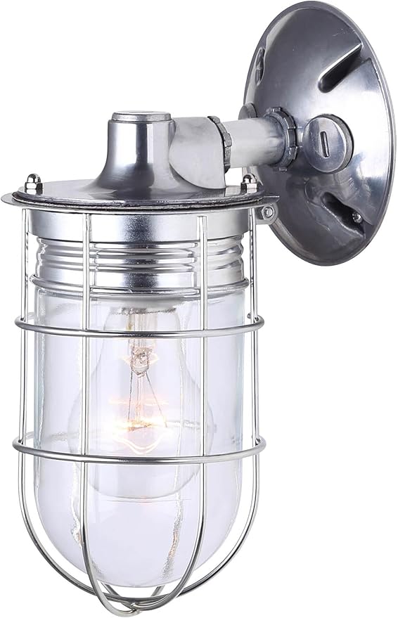 CANARM LTD. IOL337AL Weather 1 Light Indoor/Outdoor Ceiling/Wall Mount All Metal with Cage Aluminum Finish