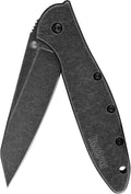 Kershaw Leek BlackWash Pocket Knife (1660BLKW) 3 Sandvik 14C28N Steel Blade 410 Stainless Steel Handle BlackWash Finish SpeedSafe Assisted Open Frame and Tip Locks Reversible Pocketclip 3 OZ