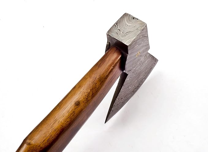 Custom Handmade Damascus Steel Viking Axe with Gorgeous and Solid Wood Handle (Y-03)