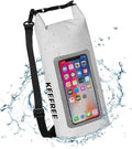 Waterproof Dry BagRoll Top Waterproof Backpack Phone Case Pouch for TravelKayakingRaftingCampingSurfingBoatingHikingBeach and Fishing (2 L White+Black)