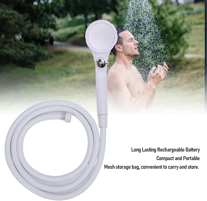 AYNEFY Rechargeable Camping Shower Pump 5200mAh Battery Powered Shower for Outdoor Camping Traveling with Head Easy Install Ideal for Beach