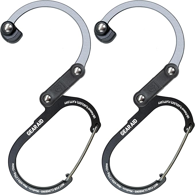GEAR AID HEROCLIP 360° Swivel Carabiner Gear Clip and Hook (Medium) for Camping Backpack Suitcases and Garage Organization