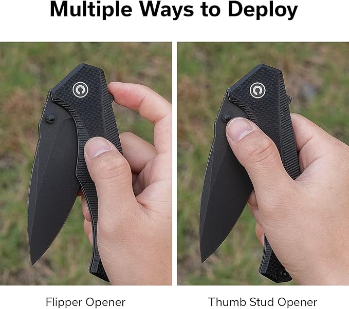 CIVIVI Photonix EDC Pocket Knife Folding Knife with 3.7 14C28N Blade G10 Handle with Pocket Clip for Men Women Camping Hiking Fishing Knife C23081B-1 Black