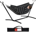 PNAEUT Double Hammocks with Stand for Outside Portable Space Saving Heavy-Duty Steel Stand for Indoor Outdoor Patio with Carrying Bag 450 lbs Capacity (Chasm)