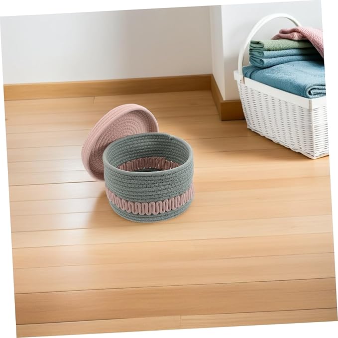 KOMBIUDA 001g Cotton Rope Storage Basket Lid Multi-purpose Woven Organizer for Toys Nursery Supplies and Home Decor Elegant Design for Efficient Organization