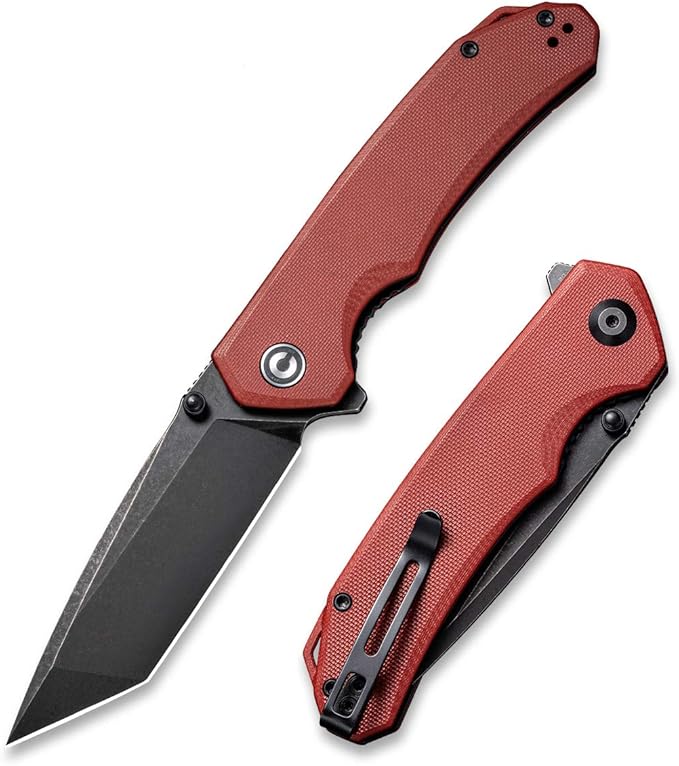 CIVIVI Brazen Folding Pocket Knife3.5-Inch Tanto D2 Plain BladeG-10 Outdoor Camping Hiking Knife with Thumb Studs and Flipper openerUnique Tool Gift for EDC Men Women C2023B (Burgundy)
