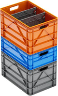 SIDIO Crate Basic Pack - 2 Full-Size &amp 1 Half-Size Heavy Duty Stackable Storage Bins Totes and Containers with Dividers - Durable Plastic Organizer for Home Office Garage and Outdoor Use