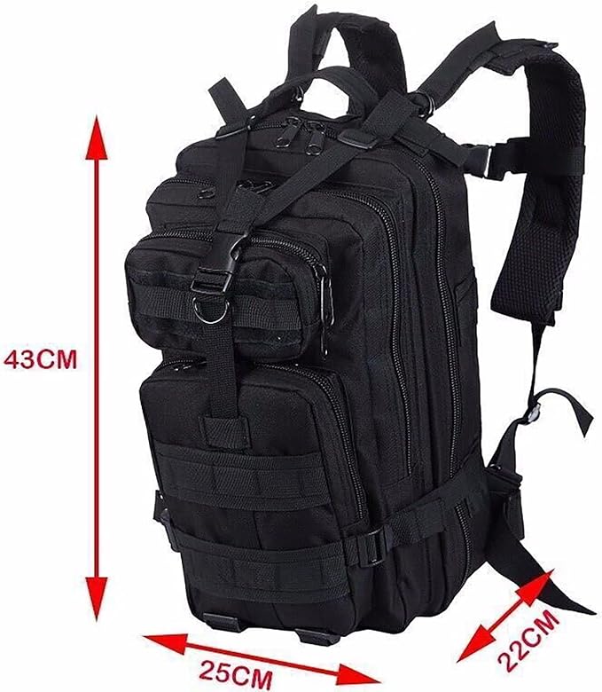 30L Tactical Backpack Waterproof Outdoor Molle Rucksack Camping Bag Large Capacity Thickness Strap Hook-n-Loop(Red)