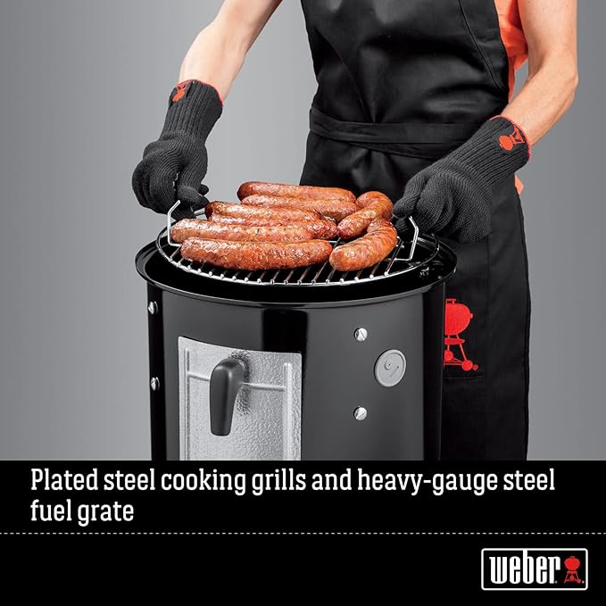 Weber Smokey Mountain Cooker 14-Inch Charcoal Smoker – Outdoor BBQ Smoker with Dual Cooking Grates Porcelain‑Enameled Kettle &amp Temperature Control Dampers