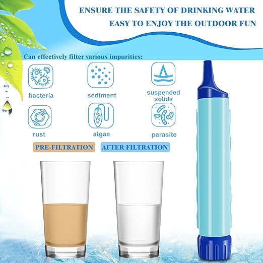 Gravity Fed Water Filtration System with Adjustable Tree Strap Gravity Bag with Filter Straw Water Purifier Survival for Travel Backpacking and Emergency Preparedness (3L)