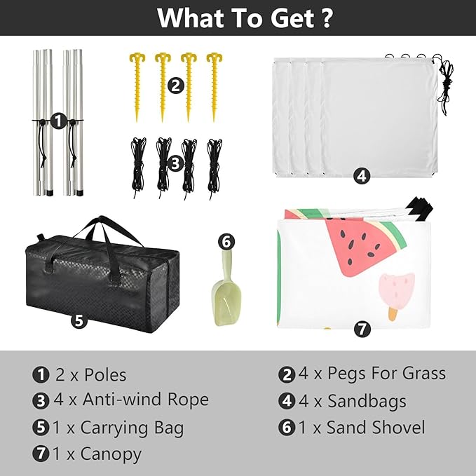 ALAZA Watermelon Popsicle Pattern Beach Tent Sun Shelter Portable Canopy Sunshade for Outdoor Camping Picnics Backyard Fun 10x9 ft