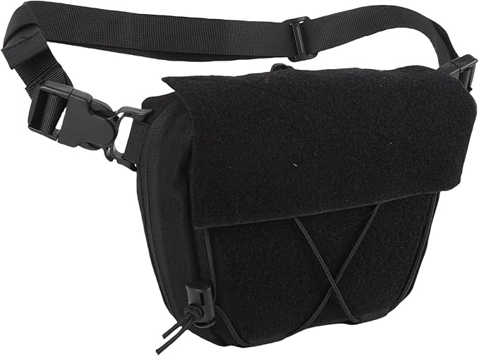Hiking Fanny Pack Drop Pouch Oxford Cloth Sub Abdominal Carrying Kit Bag Utility Tool Pouch Fanny Pack for Chest Rig Vest (Black)